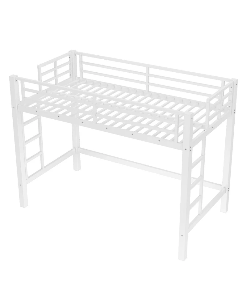 Streamdale Furniture Metal Loft Bed with Ladder and Guardrails