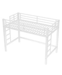Streamdale Furniture Metal Loft Bed with Ladder and Guardrails
