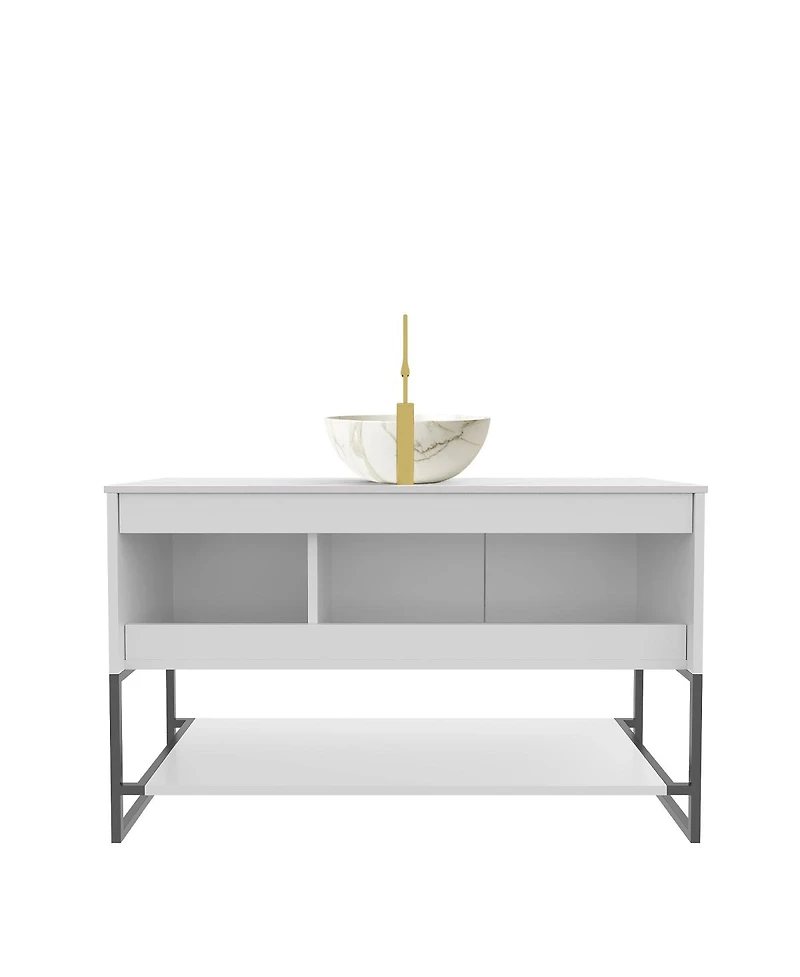 Sillysis 47.6 Inch Freestanding Bathroom Vanity with Ceramic Basin, Sintered Stone Countertop , Soft Close Door and Open Shelf