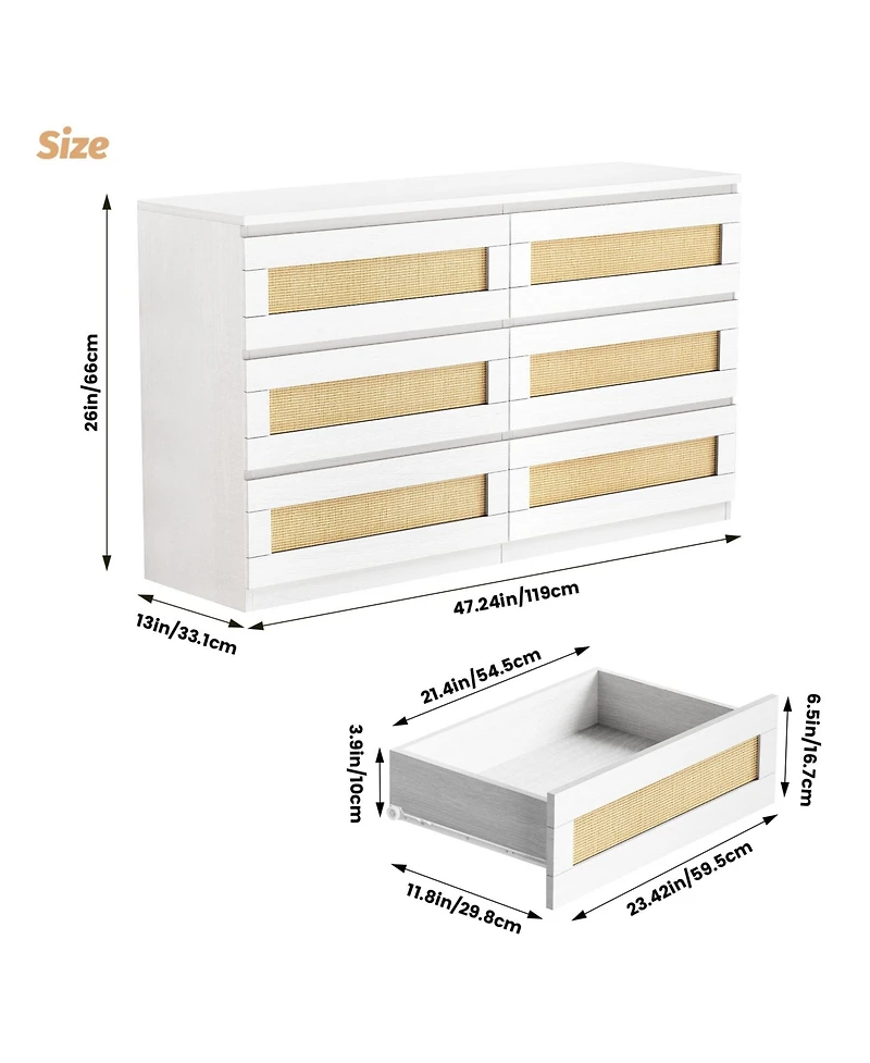 gaomon Storage Cabinet, 6 Drawer Faux Wicker Chest