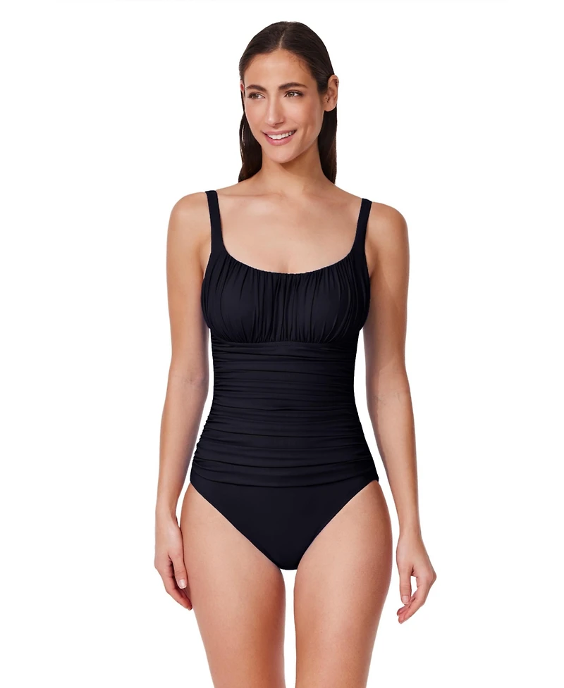 Profile by Gottex Women's Tutti Frutti Shirred Peasant One Piece
