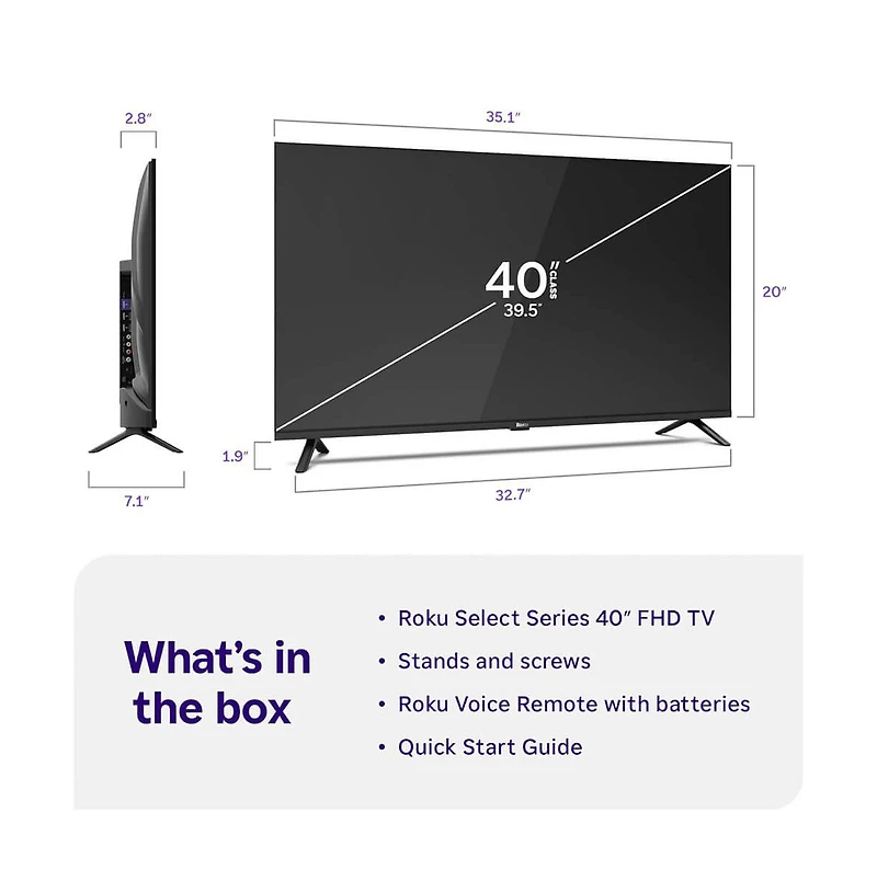 Roku 40" Select Series 1080p Full Hd Smart Tv Led Streaming Hdmi Usb - 40R3E5