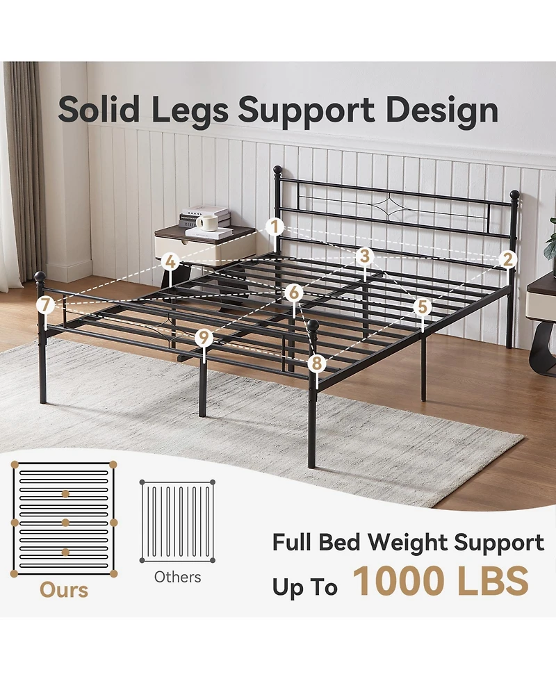 Sailvan Metal Platform Bed Frame with Headboard and Underbed Storage