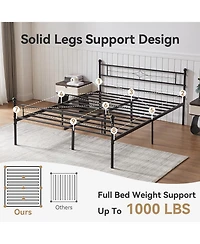 Sailvan Metal Platform Bed Frame with Headboard and Underbed Storage