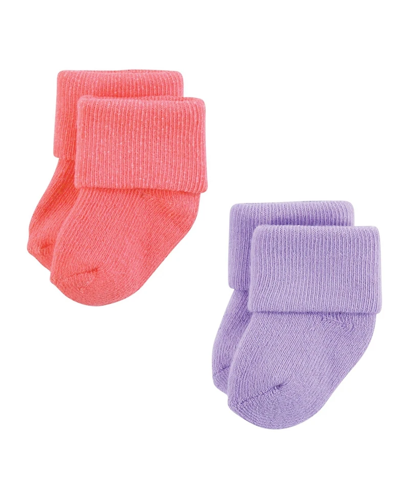 Hudson Baby Infant Girls Cotton Rich Newborn and Terry Socks -Pack