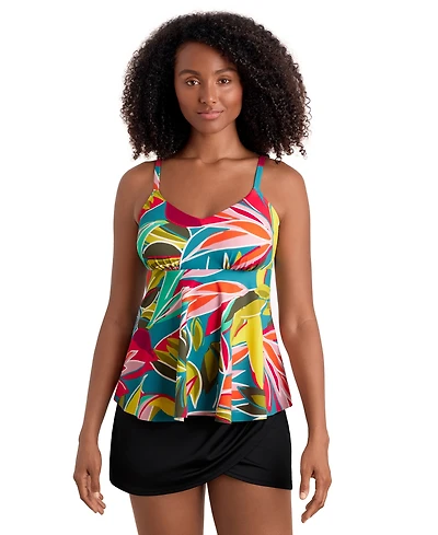 ShapeSolver Women's Printed V-Neck Tankini Top