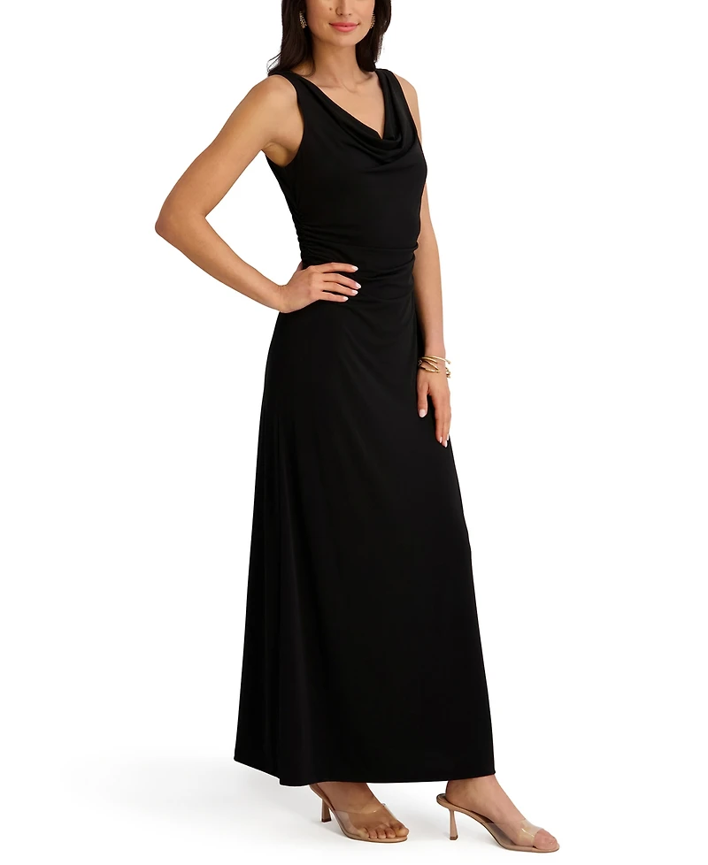 kensie Women's Draped Cowlneck Sleeveless Maxi Dress