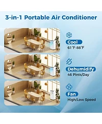 Ecooso 8000 Btu Portable Air Conditioner 3 in 1 Floor Ac Unit with Fan and Dehumidifier