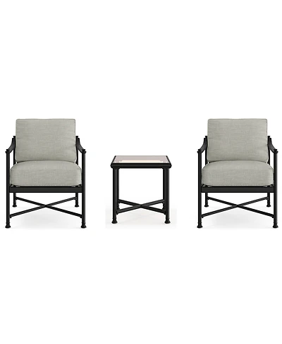 Agio Wellington 3-Piece Outdoor Club Chairs and Side Table Set