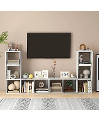 Gymax 3 Cube Bookshelf Modern Vertical Bookcase with Back Guardrail and Anti Tipping Kits