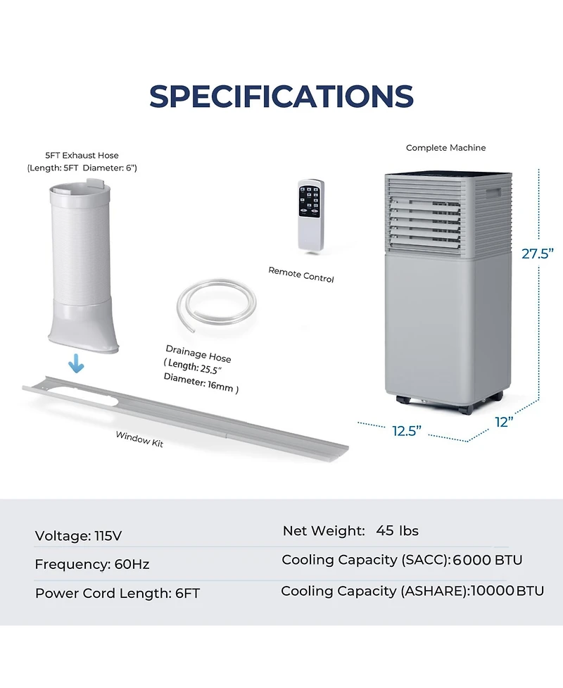 Ecooso 10000 Btu(Ashrae) Portable Air Cooler with Fan and Dehumidifier Mode