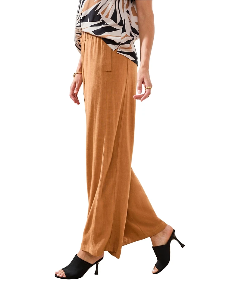 Tribal Women's Embroidered Challis Pull-On Capri Pants