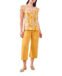 Tribal Women's Mixed Print Notch Neck Top