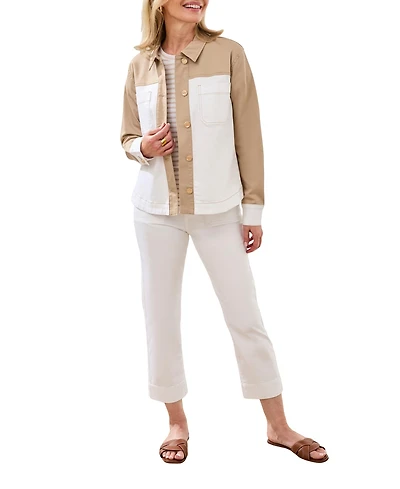 Tribal Women's Comfort Stretch Color Block Denim Jacket