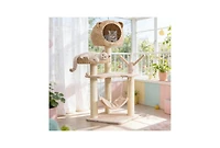 Zeus & Ruta Multi Level Cat Tree with Condo Hammock and Rotatable Hanging Balls for Indoor Cats