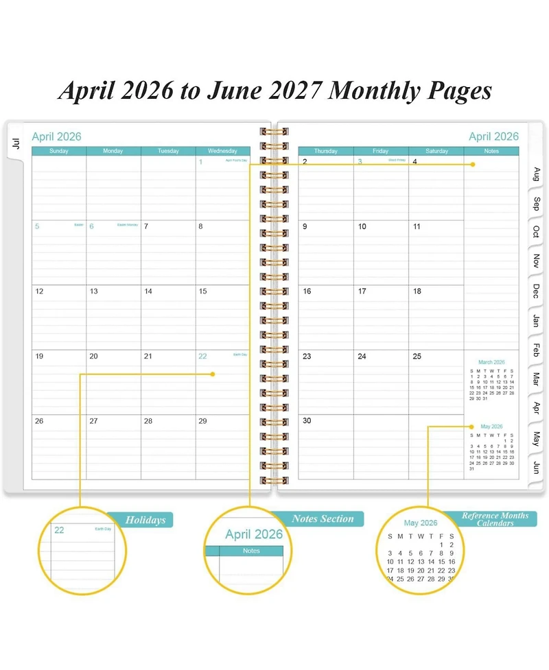 Gnuadz 2026-2027 Daily Monthly Planner 12 Tabs July-June