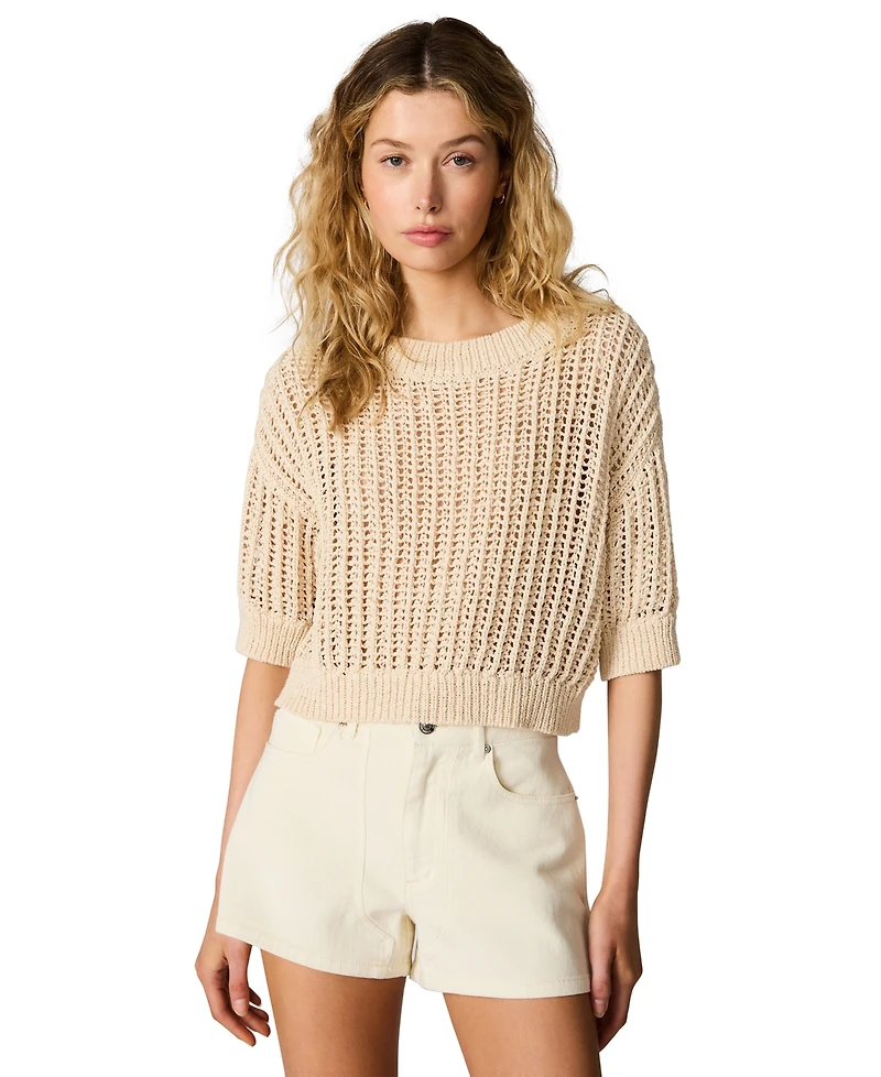 Steve Madden Women's Greata Crewneck Crop Sweater
