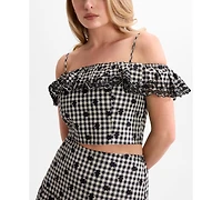 Guess Women's Marilyn Off-The-Shoulder Cotton Cropped Top