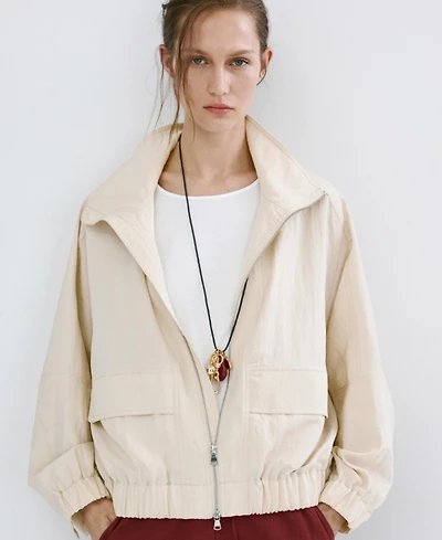 Mango Women's Lyocell Bomber Jacket