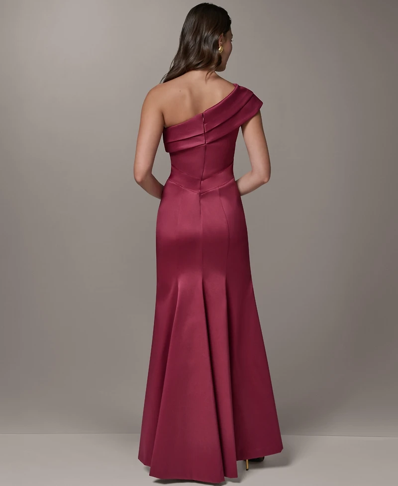 Donna Karan New York Women's One-Shoulder Long Sheath Dress with Front-Slit