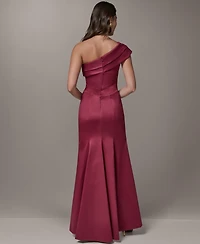 Donna Karan New York Women's One-Shoulder Long Sheath Dress with Front-Slit
