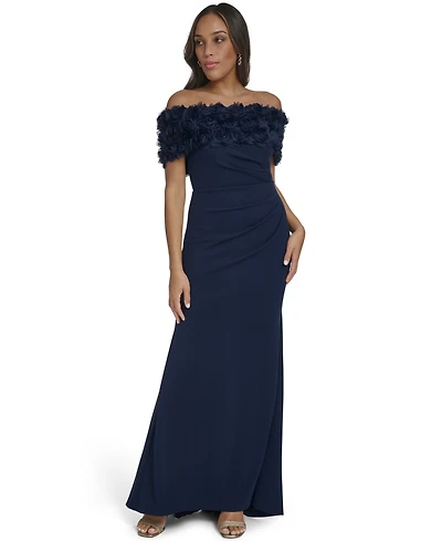 Eliza J Women's Off-The-Shoulder Side-Ruched Gown