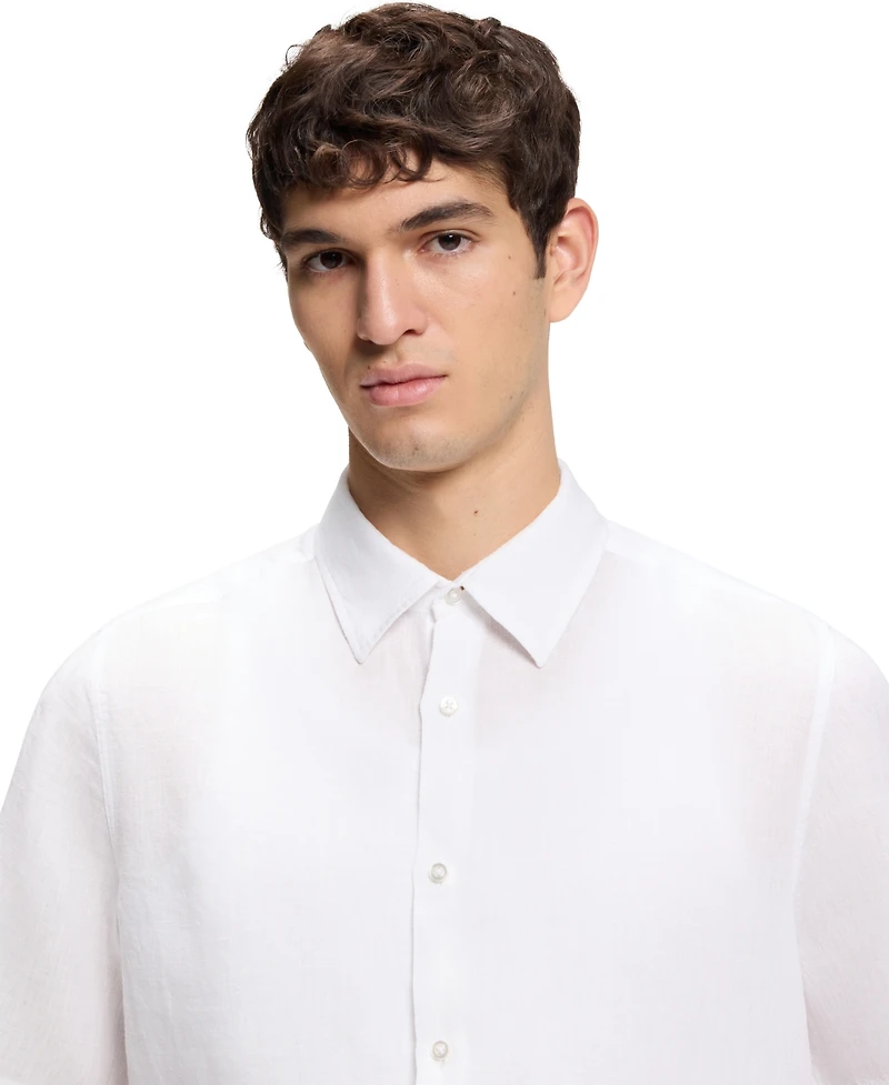 Boss by Hugo Boss Men's Linen Regular-Fit Short-Sleeved Shirt