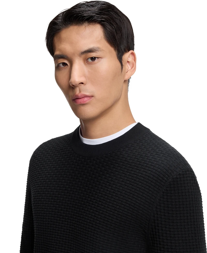 Boss by Hugo Men's Knitted Structure Cotton Sweater