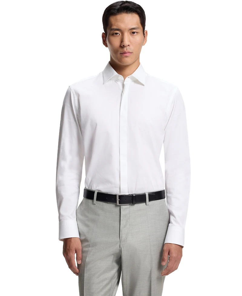 Boss by Hugo Men's Cotton Monogram-Jacquard Regular-Fit Dress Shirt