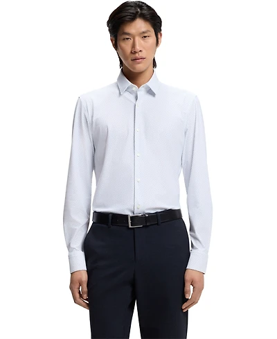 Boss by Hugo Men's Printed Performance-Stretch Slim-Fit Dress Shirt