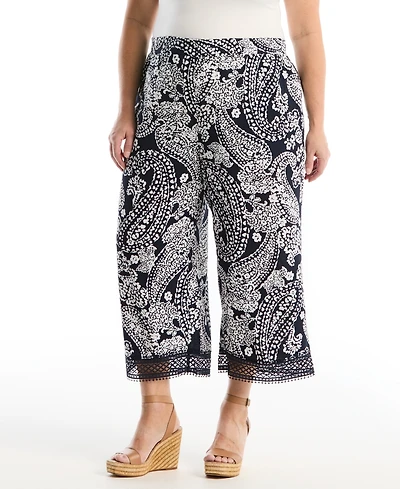 Rafaella Plus Paisley Crochet Trim Pant