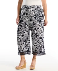 Rafaella Plus Paisley Crochet Trim Pant