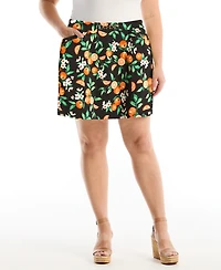 Rafaella Plus Orange Print Horse Bit Belted Skort