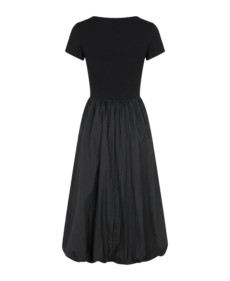 Modenaire Women's Short Sleeve Midi Bubble Hem Dress