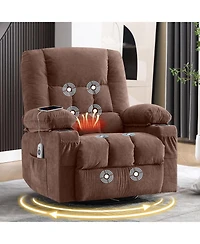 Clihome Massage Swivel Rocker Recliner Chair and Heat Ergonomic Lounge for Living Room with Rocking Function Side Pocket