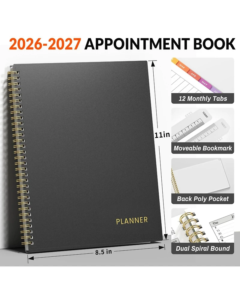 Gnuadz 2026-2027 Academic Appointment Book Quarter-Hourly Spiral Planner