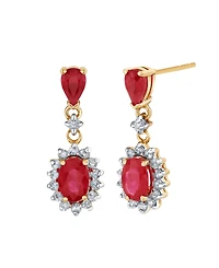 Macy's Ruby (1-7/8 ct. t.w.) & Diamond (1/3 ct. t.w.) Drop Earrings in 14k Yellow Gold