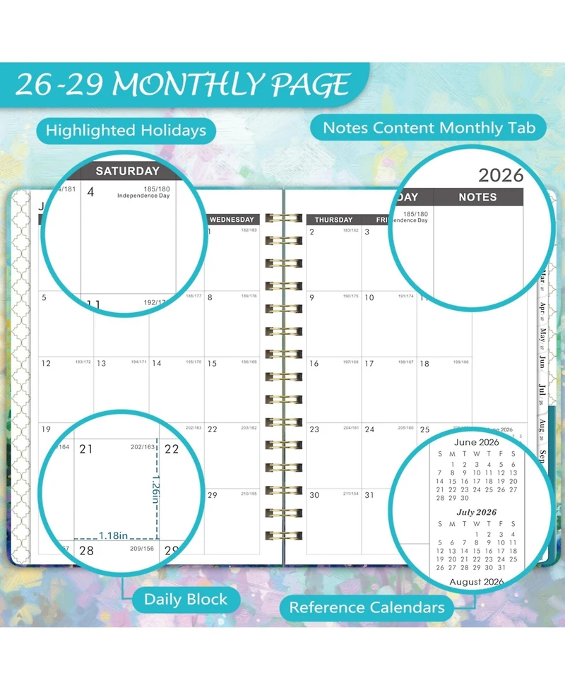 Gnuadz 2026-2029 Monthly Planner 3-Year Tabs Notes Pocket