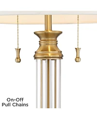 Vienna Full Spectrum Rolland Traditional Table Lamp with Square Riser 31 1/2" Tall Antique Brass Crystal 2 Light Off Drum Shade for Living Room