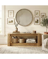 Tribesigns 63" Farmhouse Console Table, Narrow Long Entryway Table with Low Storage Shelf
