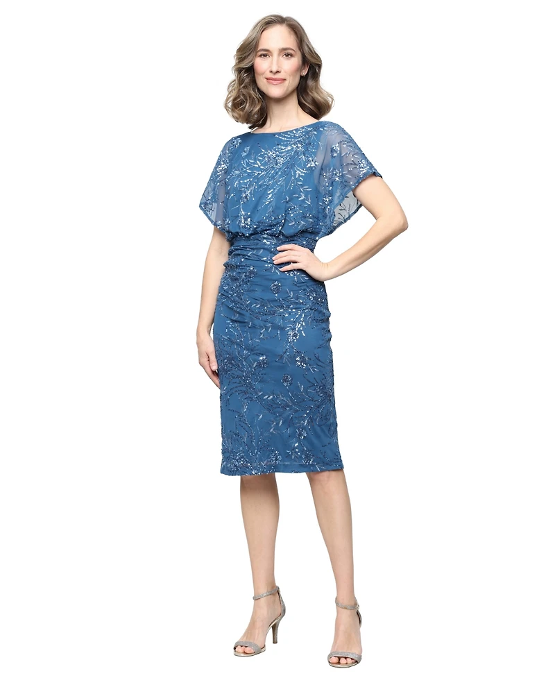 Sl Fashions Women's Embroidered Crewneck Dress