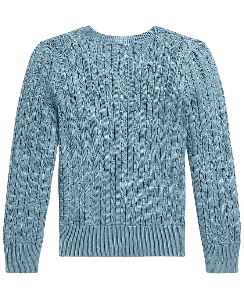 Polo Ralph Lauren Girls' 2T-6X Bear Mini-Cable Cardigan Sweater