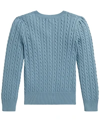 Polo Ralph Lauren Girls' 2T-6X Bear Mini-Cable Cardigan Sweater