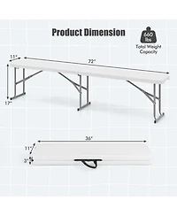 Yiortwo Plastic Folding Bench with Handle, Portable Picnic Camping Seat