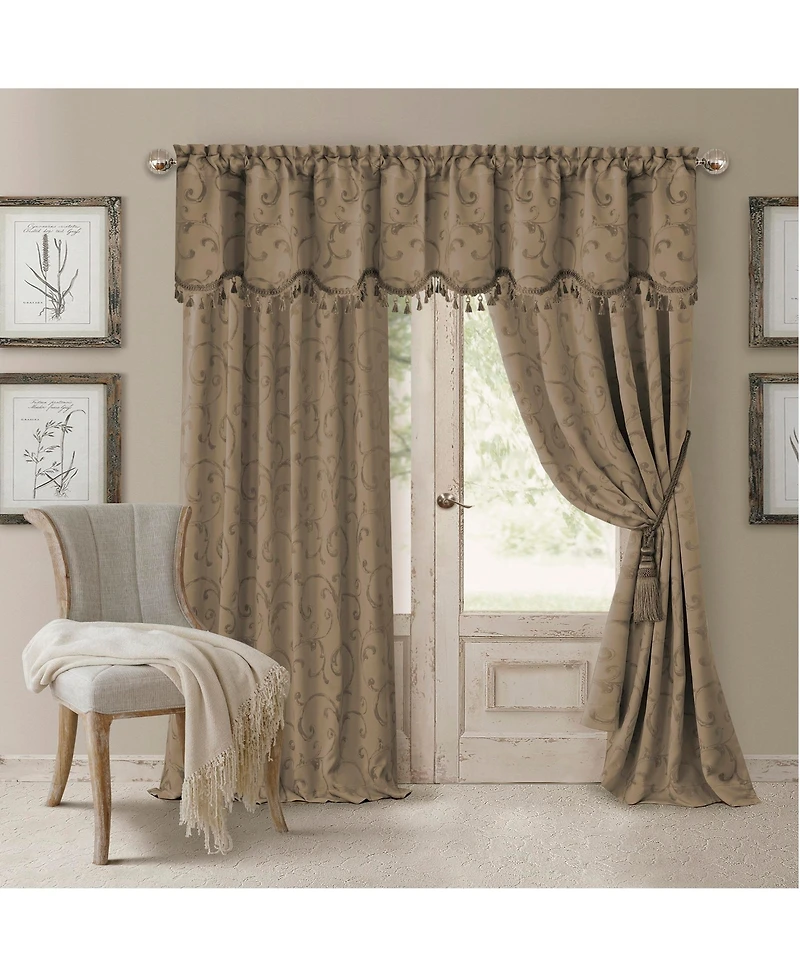 Threadmade Mia Jacquard Scroll Blackout Window Curtain