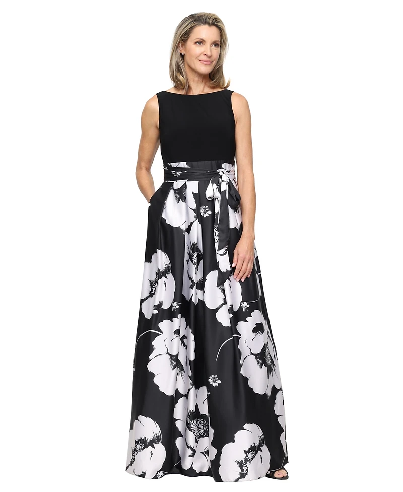 Sl Fashions Petite Boat Neck Sleeveless Ball Gown