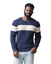 Hope & Henry Men's Organic Crew Neck Cable Sweater