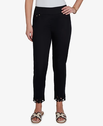 Ruby Rd. Petite Embroidered Cutout Denim Ankle Pants
