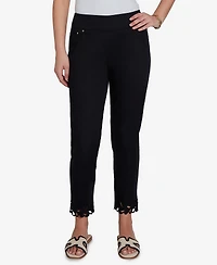 Ruby Rd. Petite Embroidered Cutout Denim Ankle Pants