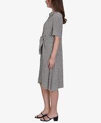 Ruby Rd. Petite Striped Gauze Tie Waist Shirt Dress